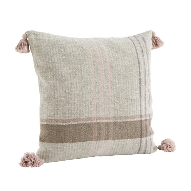 Housse de coussin coton beige <span itemprop=