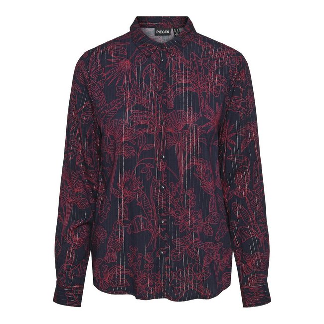 Hemdbluse mit Glitzerstreifen marine/rosa <span itemprop=