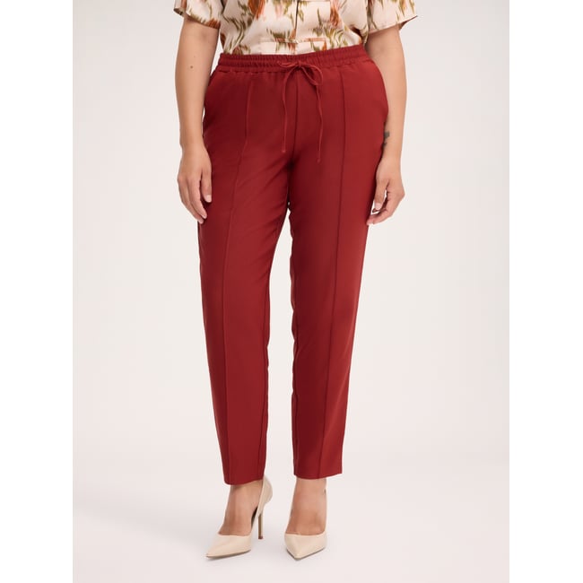 Pantalon droit à cordon de serrage marron <span itemprop=