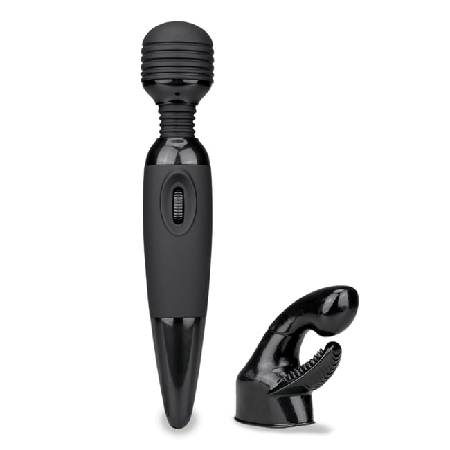 Vibromasseur puissant Fantasy Wand black 2 embouts noir <span itemprop=