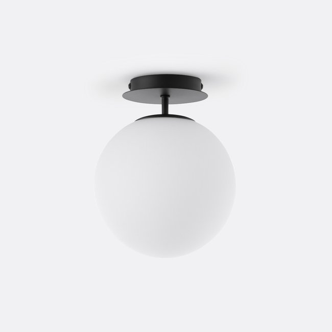Decken- oder Wandleuchte, Metall-Eisen und Opalglas, ATEA schwarz/weiss <span itemprop=