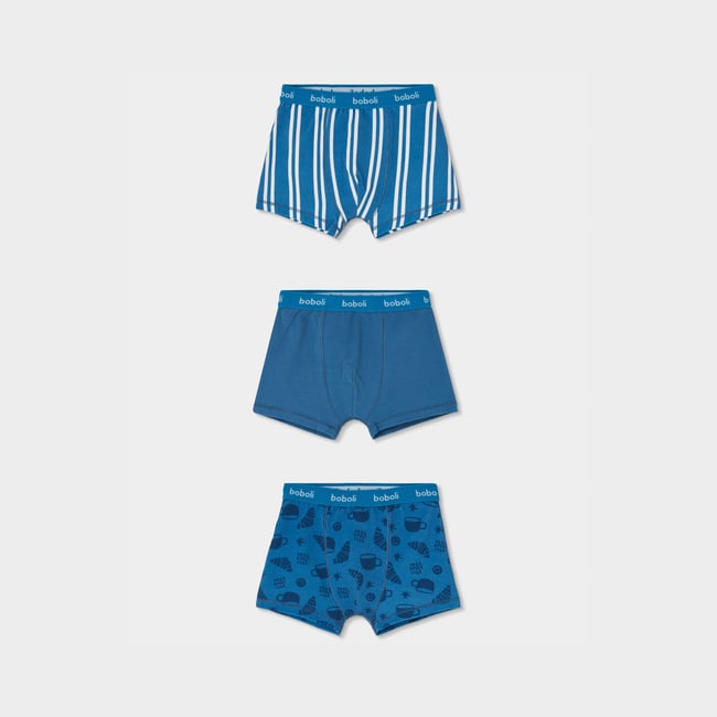 Lot 3 boxers imprimé rayures et croissants multicolore <span itemprop=