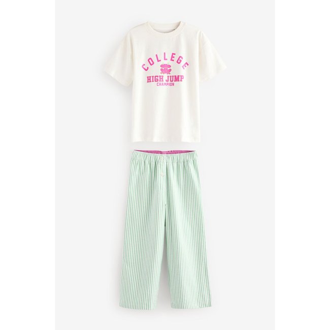 Pyjama avec bas tissé rayé, lot de 1 vert/blanc écru <span itemprop=