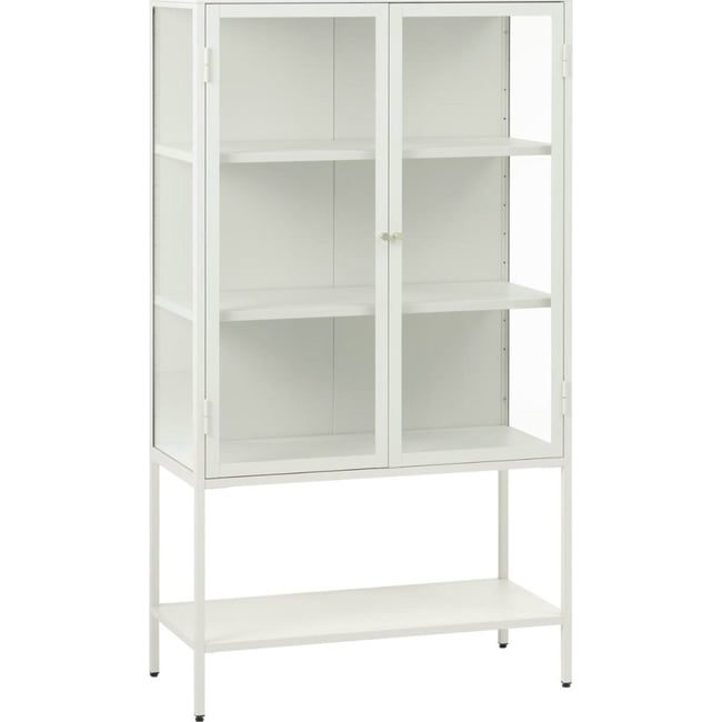 Vitrine 2 portes en métal collection ZEINS Couleur gris clair avec poignées dorées <span itemprop=