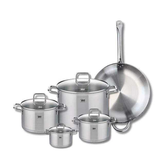 Batterie 1 poêle 32cm + 4 faitouts 12/16/20/26cm PROFI CITRIN gris <span itemprop=