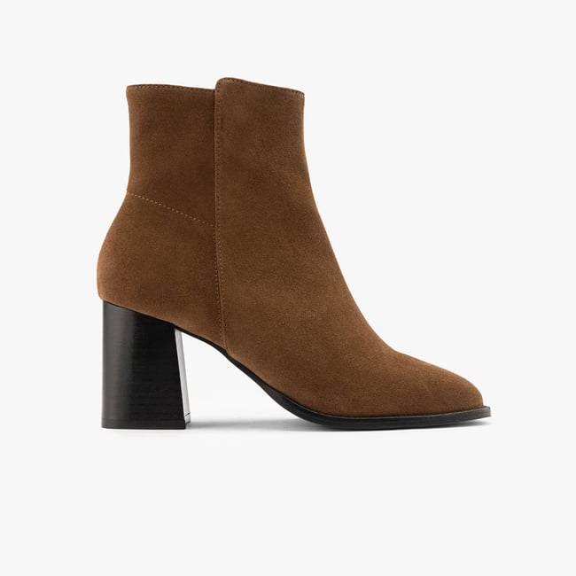 Bottine cuir velours CLOÉLIA taupe <span itemprop=