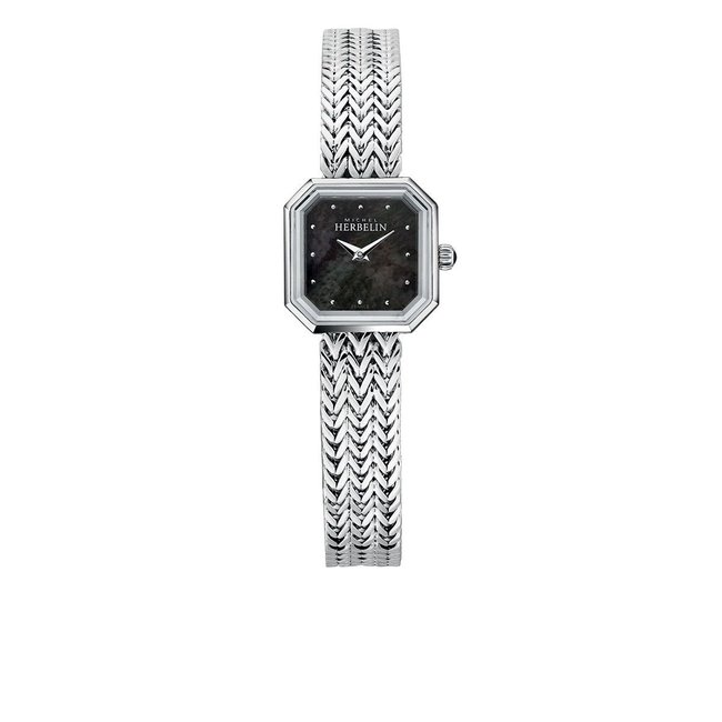 Montre Analogique Octogone argenté noir argenté <span itemprop=