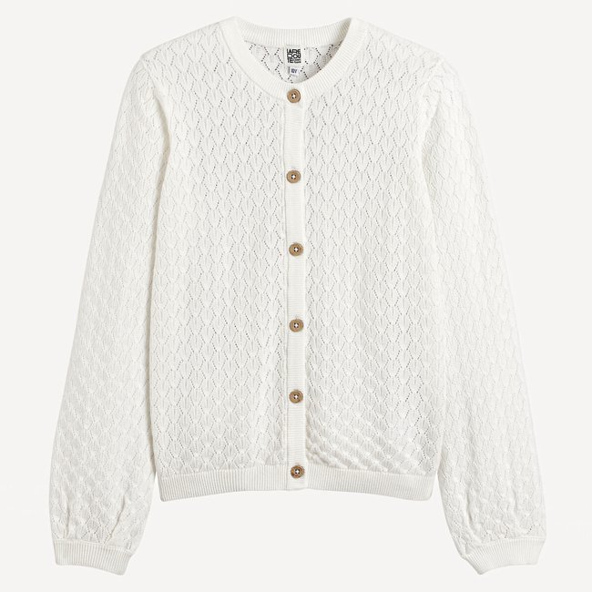 Кардиган с круглым вырезом из ажурного трикотажа - LA REDOUTE COLLECTIONS