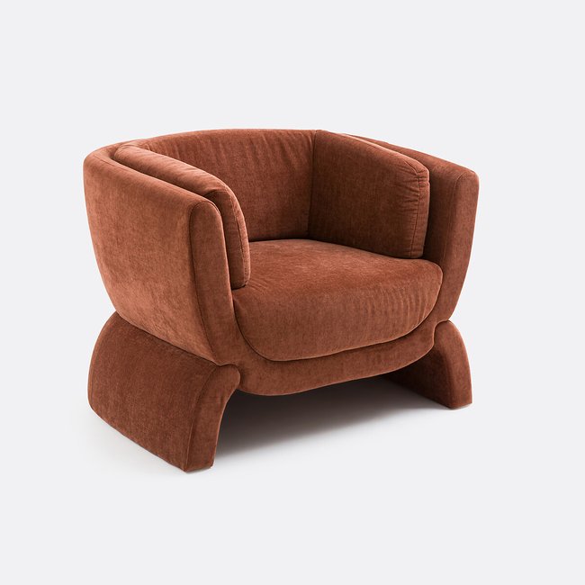 Fauteuil tissu texturé, Hunga Couleur terracotta <span itemprop=