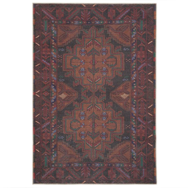 Tapis traditonnel, effet délavé, lavable CARIS Couleur rouge <span itemprop=