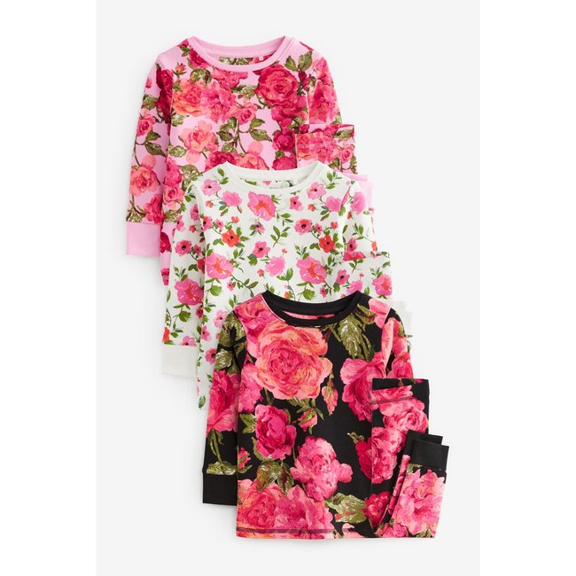 Pyjamas à fleurs manches longues, lot de 3 - NEXT
