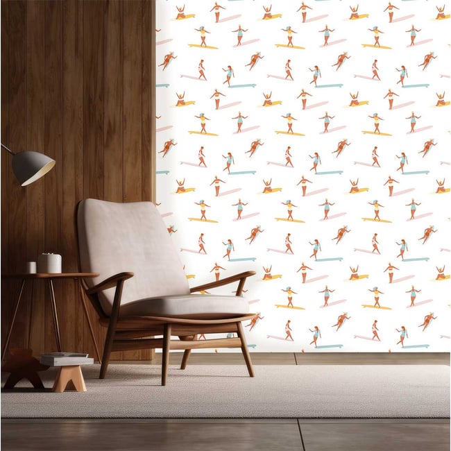 Papier peint petites surfeuses Couleur intissé <span itemprop=