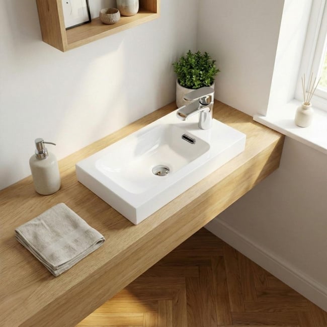 Vasque lave-mains en résine Hampton Couleur blanc brillant <span itemprop=
