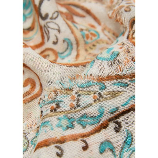 Foulard cachemire lin écru <span itemprop=