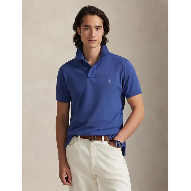 Polo in piqué custom slim fit blu royal POLO RALPH LAUREN