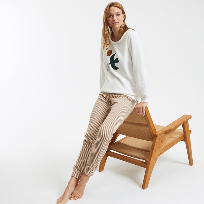 Pyjama, Fleece und Jersey gestreift <span itemprop=