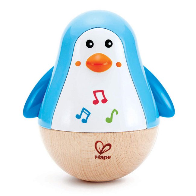 Pingouin culbuto musical multicolore <span itemprop=