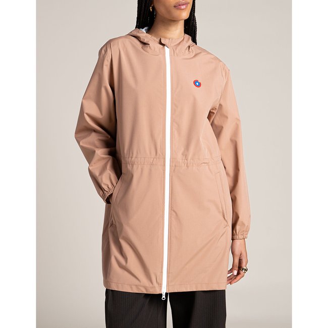 Coupe-vent unisexe mi-long zippé à capuche, AMELOT cannelle <span itemprop=