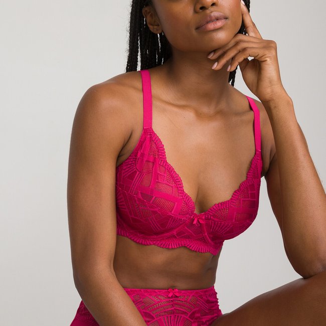Rosalba Lace Minimiser Bra, raspberry, LA REDOUTE COLLECTIONS