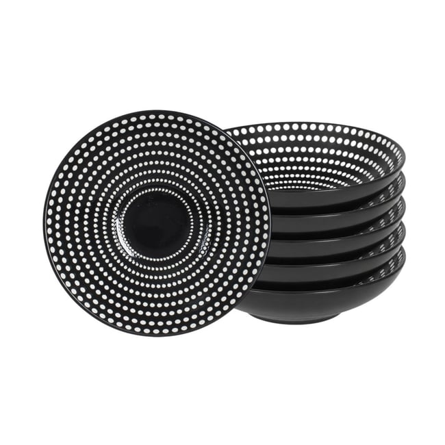 Assiette creuse Galaxy pois 19 cm (lot de 6) - GALAXY POIS Couleur noir <span itemprop=