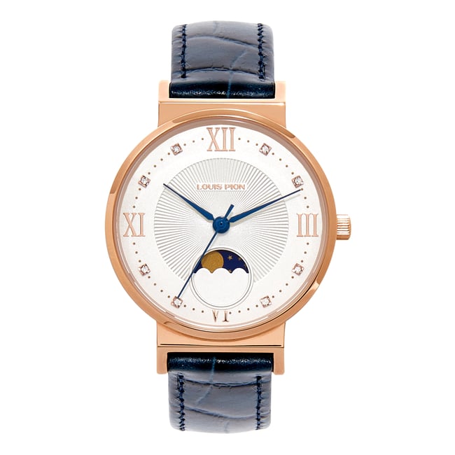 Montre Analogique  AURORE doré rose blanc bleu foncé <span itemprop=