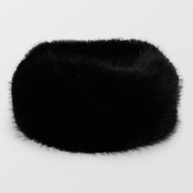Bandeau en imitation fourrure noir <span itemprop=