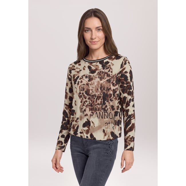 Haut casual à élastique beige/noir <span itemprop=