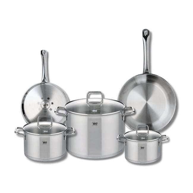 Batterie 2 poêles 24/28cm + 3 faitouts 16/20/26cm PROFI CITRIN gris <span itemprop=