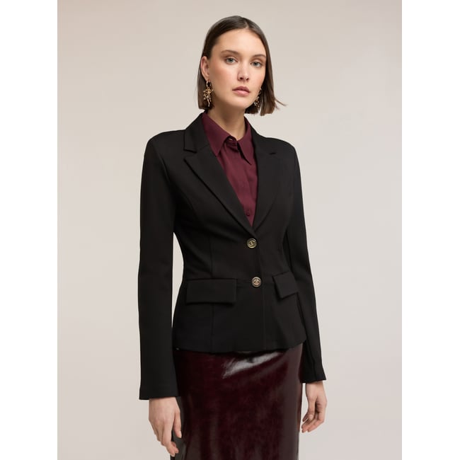 Blazer non doublé en point milanais noir <span itemprop=
