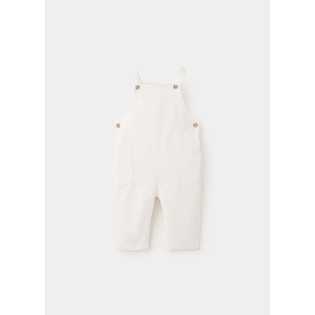 Salopette longue en velours côtelé blanc cassé <span itemprop=
