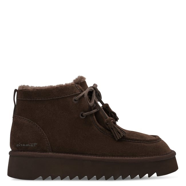 Bottine en cuir marron mocca <span itemprop=