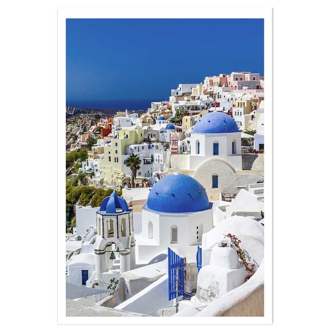 Poster dôme bleu sur les cyclades - HEXOA