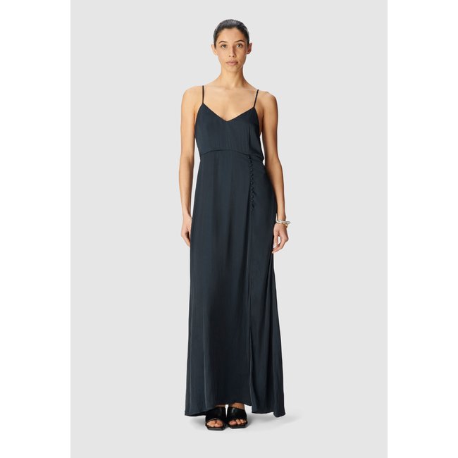 Robe longue fines bretelles bleu marine <span itemprop=
