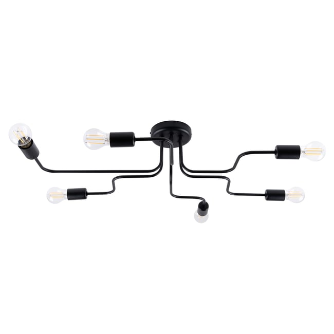 Lustre Acier Noir E27 6 Vector Couleur noir <span itemprop=