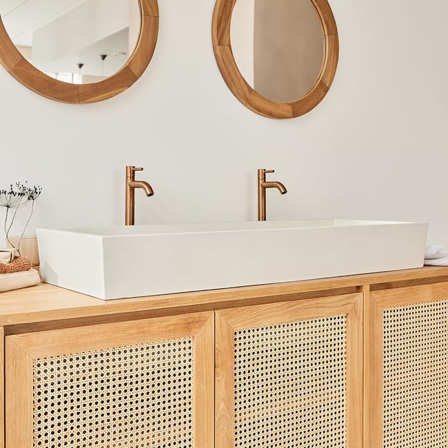 Vasque en béton beige 100 cm  OLIA Couleur beige <span itemprop=