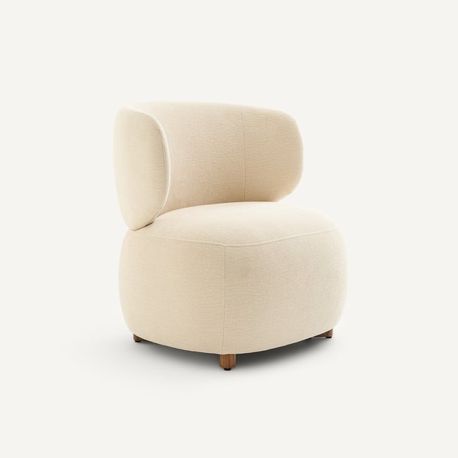 Modalie Embossed Velvet Lounge Chair, Designed by Emmanuel Gallina ecru  AM.PM X EMMANUEL GALLINA