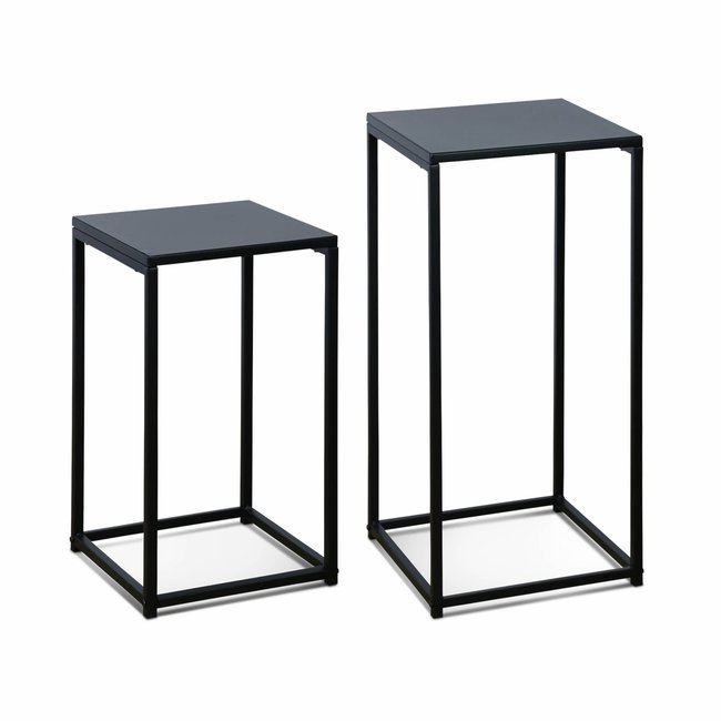 Table d'appoint gigogne/ bout de canapé (lot de 2) INDUSTRIELLE Couleur noir <span itemprop=