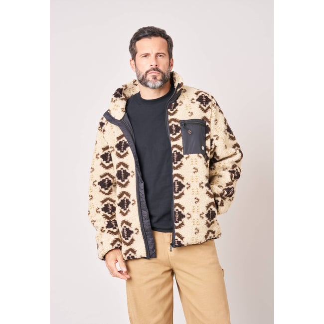 Veste regular homme effet sherpa NORTHFOLK beige <span itemprop=