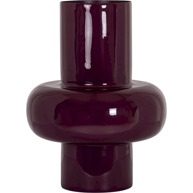 Vase en fer forme organique émaillé Couleur bordeaux profond émaillé <span itemprop=
