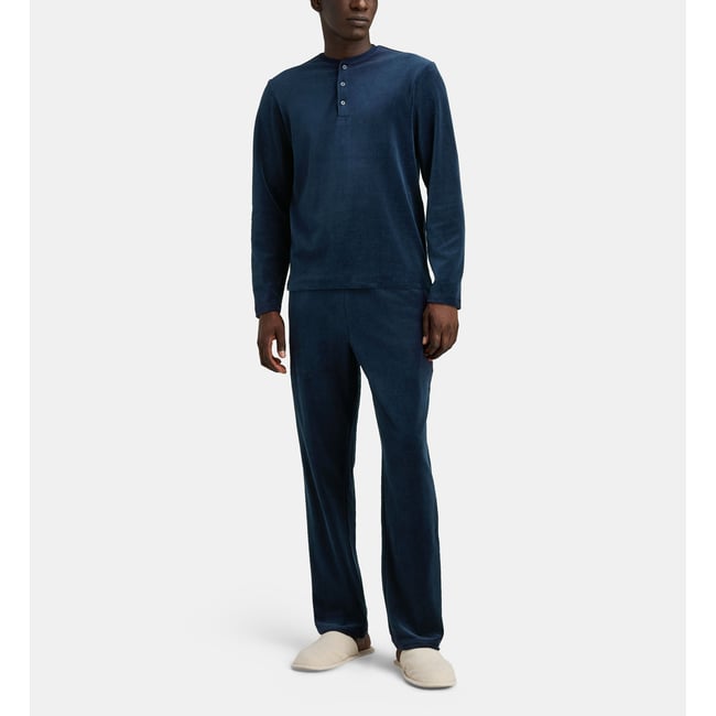 Ensemble pyjama dober velours ras bleu marine <span itemprop=
