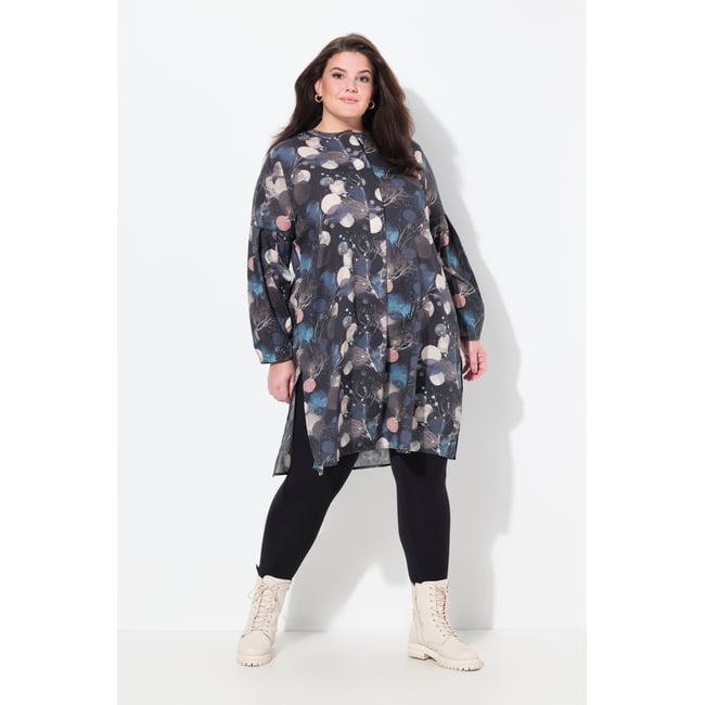 Chemisier long en coton bio marine <span itemprop=