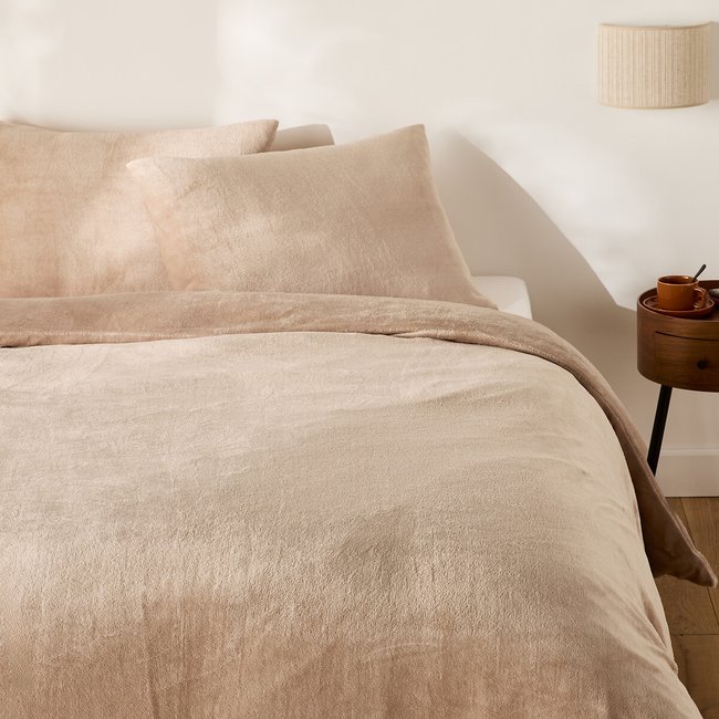 Set di biancheria da letto, federe rettangolari, pile fronte/retro naturale SO'HOME