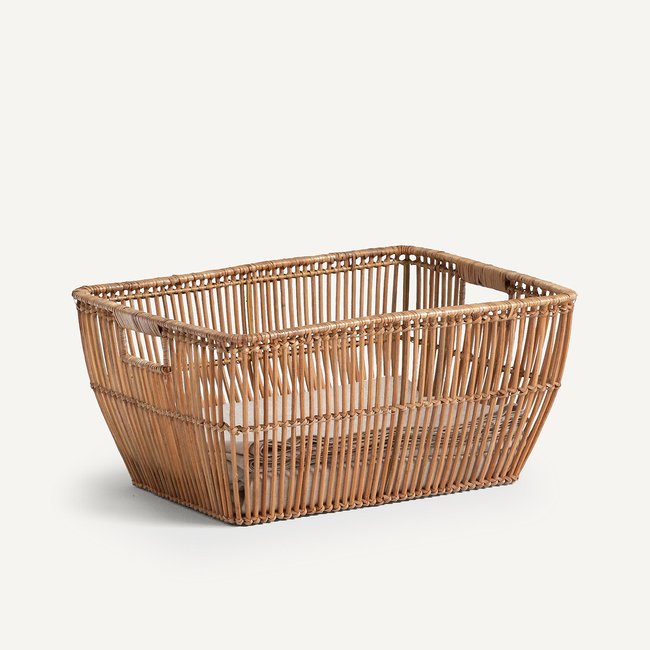 Panier à linge rotin L50xH24cm Sentaku Couleur naturel <span itemprop=