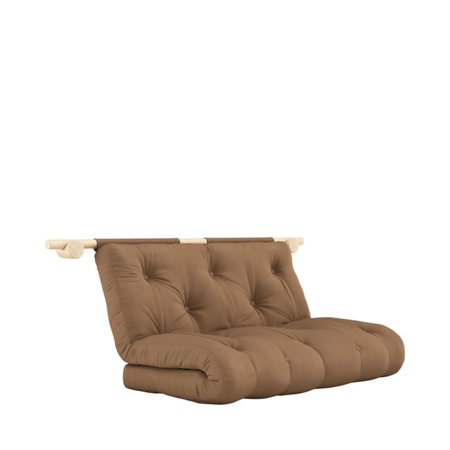 Canapé convertible 2,5 places en tissu et bois avec accroches murales- HOOKED Couleur bronze <span itemprop=