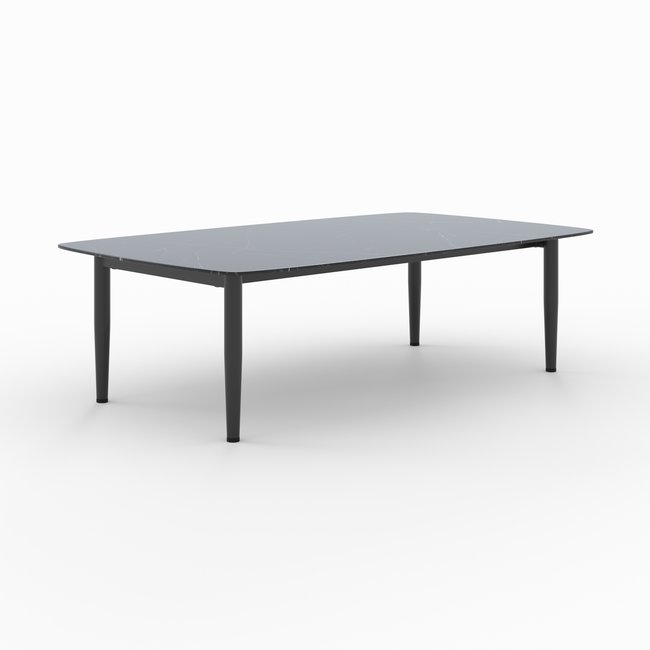 Table basse de jardin en verre effet marbre - WILO Couleur noire <span itemprop=