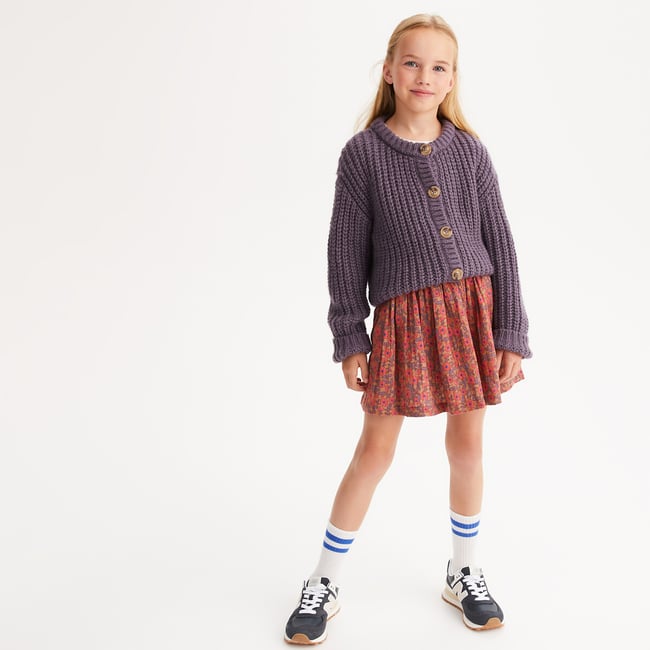 Jupe courte avec smocks, imprimé fleurs  imprimé marron <span itemprop=