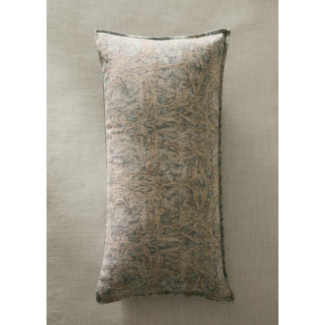 Housse de coussin en coton et lin à motif ornemental 40×90 cm Couleur bleu <span itemprop=