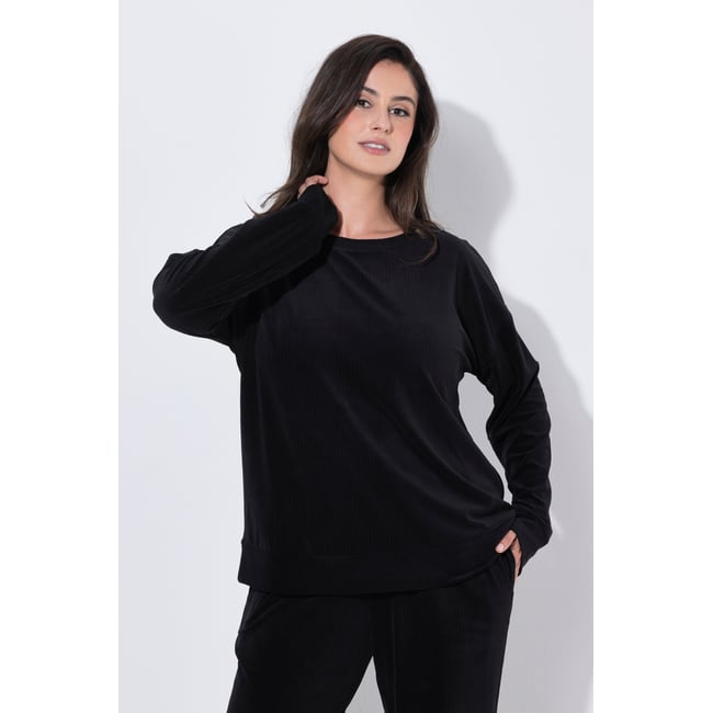 Sweat-shirt homewear, oversized, col rond - ULLA POPKEN