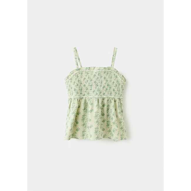 Blouse à bretelles à imprimé floral vert <span itemprop=
