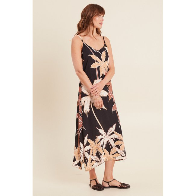 Robe évasée fines bretelles noir <span itemprop=